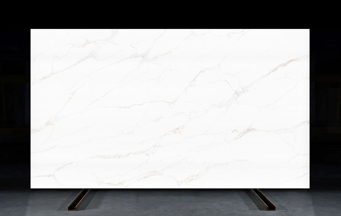 OLK1231 Huge Stock Wholesalers Favorite Basic Calacatta Gold Super White Background Looking Quartz Stone