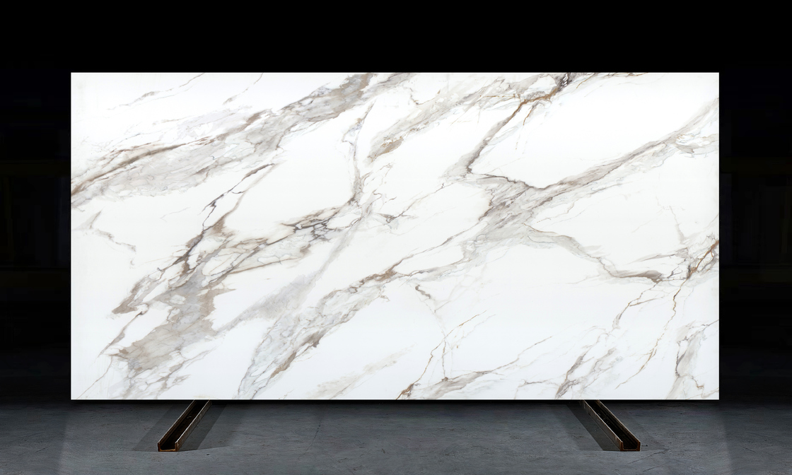 OLK1003G Calacatta Gold New Collection Vain To Full Body Impresso em Quartz de Pedra Hd Tecnologia de Impressão a Jato de Tinta Slab
